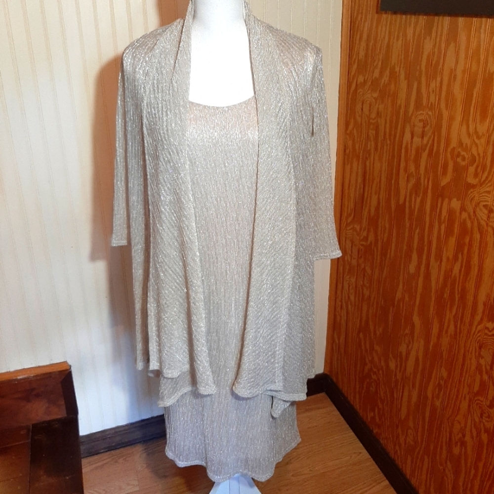 NWT R&M Collection 2 Piece Glimmer Sparkle Sleeveless Dress With Jacket